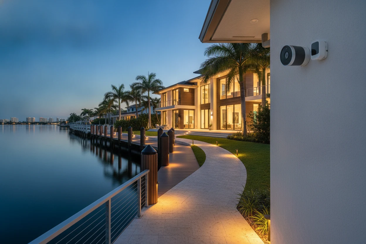 Smart security and leak-detection system in a Fort Lauderdale coastal home