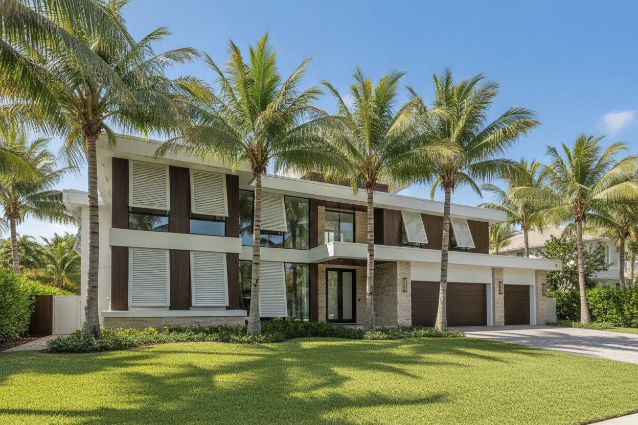 Hurricane Shutter Installation in Fort Lauderdale on a modern home