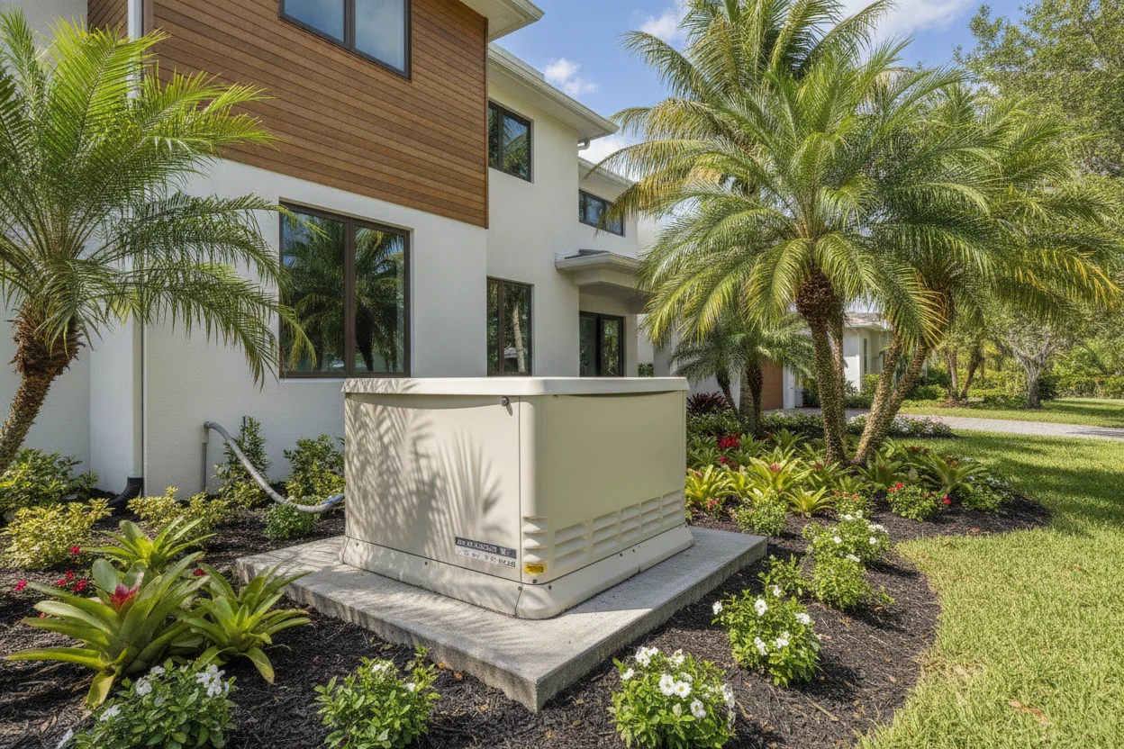 Whole-Home Generator Installation in Fort Lauderdale beside a modern home